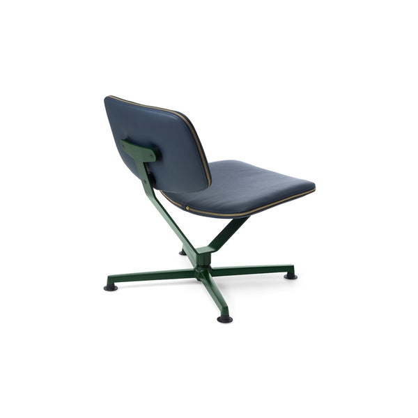 raawii Erwan Bouroullec - Arba Lounge chair - Upholstered Spoor leather Lounge chair Dark green base / Spoor dark blue leather